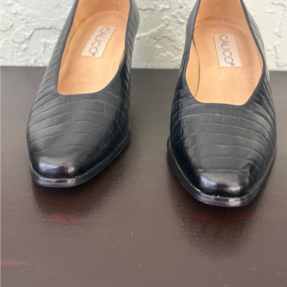 Calico C-English 4 Croc Embossed Brazil Leather vintage Sz 7M Heel 2” - Picture 4 of 12